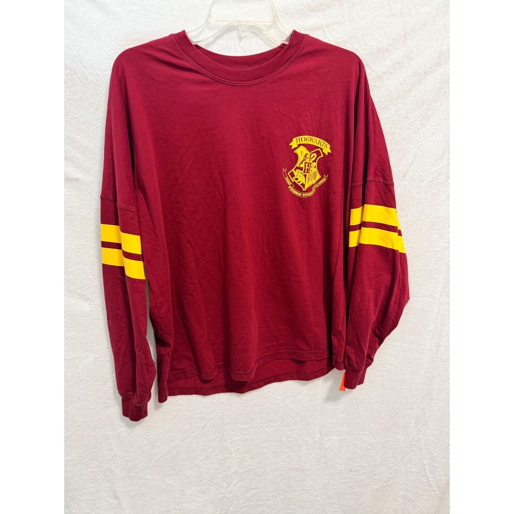 Harry Potter Hogwarts Long Sleeve Graphic Shirt Maroon Yellow Girls L 12/14